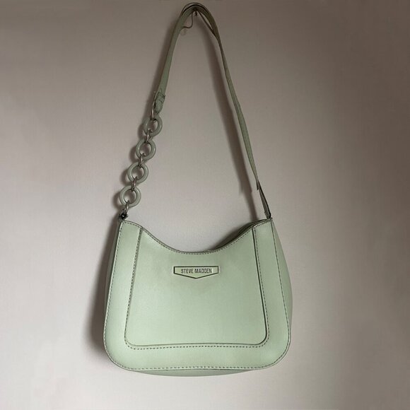 Steve Madden Mint Pistachio Green Crescent Shoulder Baguette Bag with Chain Srap - Picture 1 of 8